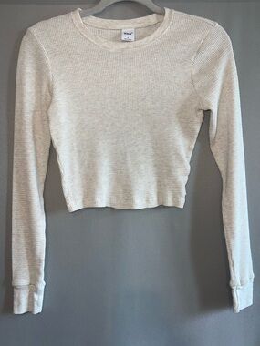 Aritiza TNA Women's Long-Sleeve Waffle Knit Crop Top - Cream